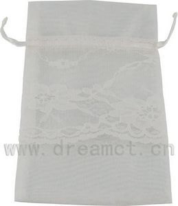 Personalised Organza Bags with Lace White