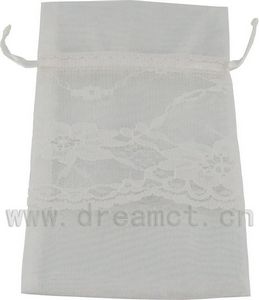 Sacs en organza personnalisés avec dentelle blanc