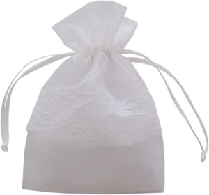 Sacchetti regalo personalizzati in organza con pizzo