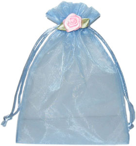 Bolsas de regalo de organza personalizadas con roseta