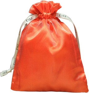 Bolsas de organza con forro satinado para joyería con cinta personalizada, naranja