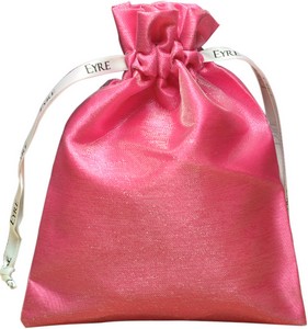 Bolsas de organza con forro satinado para joyería con cinta personalizada, rosado