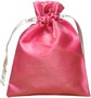 Bolsas de organza con forro satinado para joyería con cinta personalizada, rosado