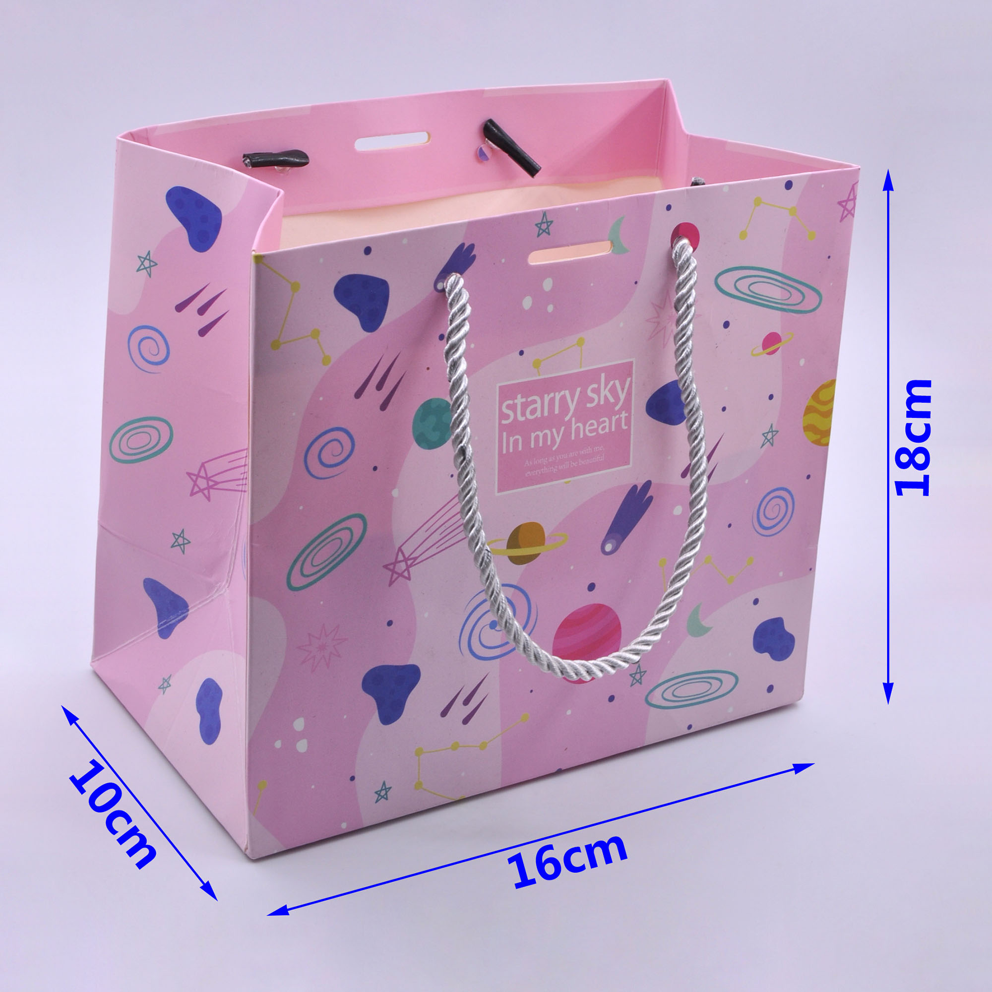 Custom Paper Bags Wholesale Small Gift Bags with Logo, Size Diagram.