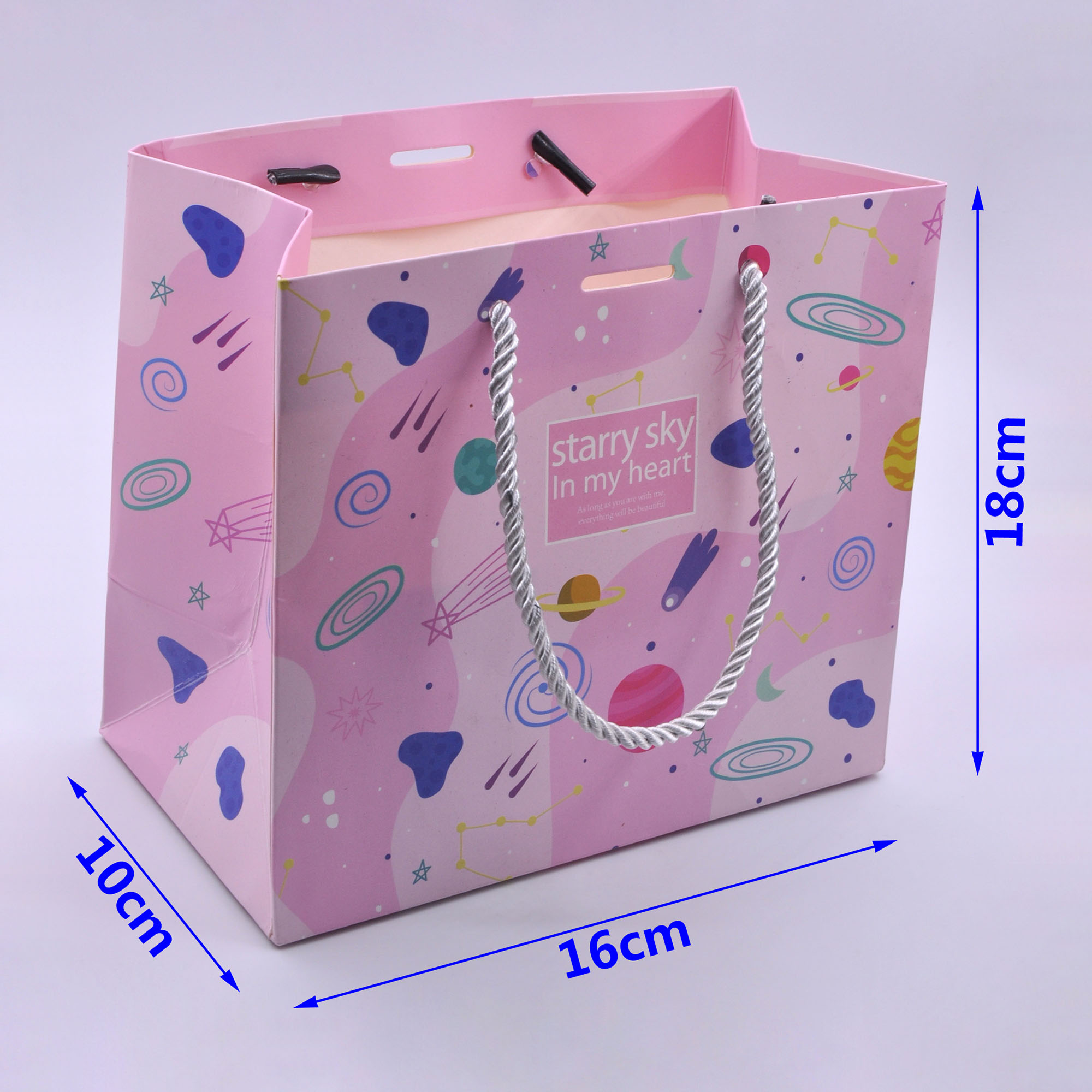 Sacchetti di carta personalizzati all'ingrosso Sacchetti regalo piccoli con logo, diagramma delle dimensioni.