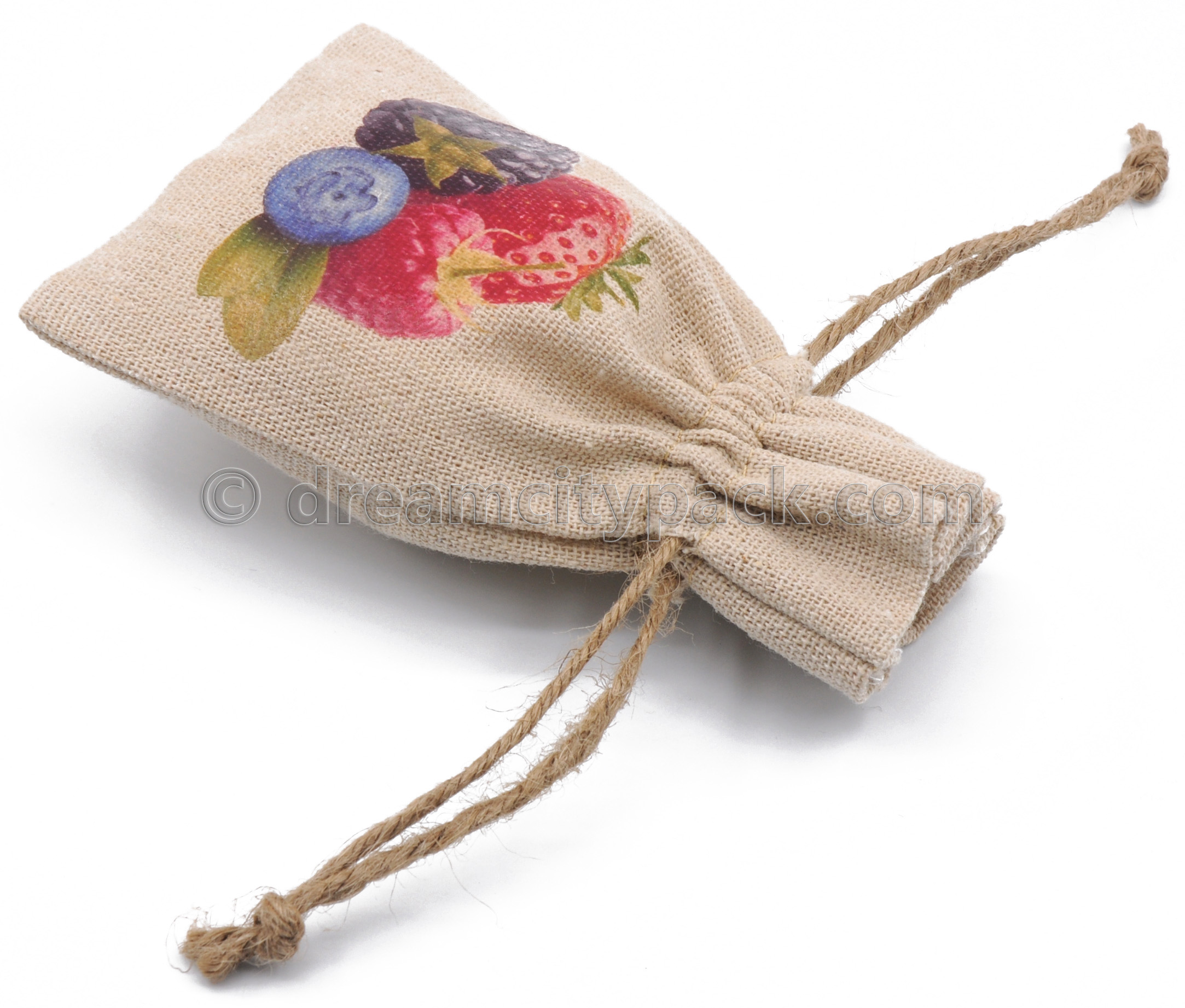 Personalised Linen Drawstring Favor Bags Gift Pouches with Multicolored Logo
