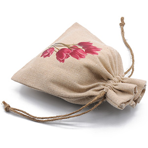 Personalised Linen Drawstring Favor Bags Gift Pouches with Multicolored Logo