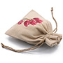Personalisierte Geschenkbeutel aus Leinen mit Kordelzug und mehrfarbigem Logo