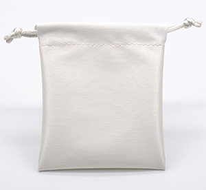 Personalized metallic leather jewellery drawstring pouch bag off-white