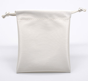 Pochette à cordon personnalisée en cuir métallisé pour bijoux, blanc cassé