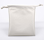 Personalized metallic leather jewellery drawstring pouch bag off-white