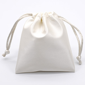 Personalized metallic leather jewellery drawstring pouch bag off-white