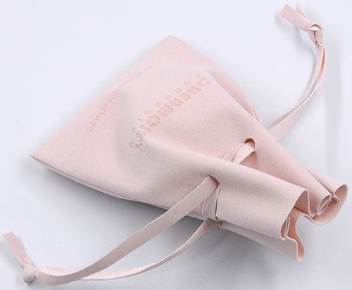 Custom Jewelry Drawstring Pouch Microfiber Leather Bag with Engraved Logo
