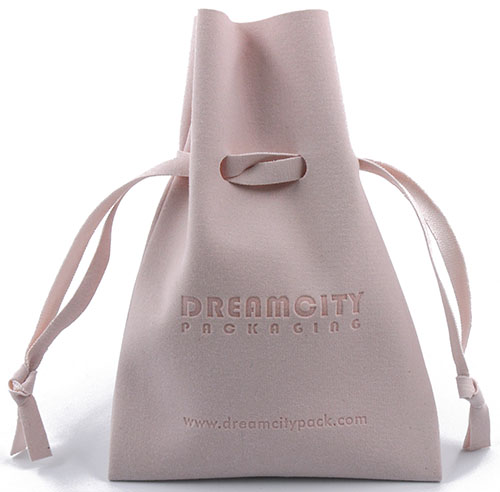 Custom Jewelry Drawstring Pouch Microfiber Leather Bag with Engraved Logo