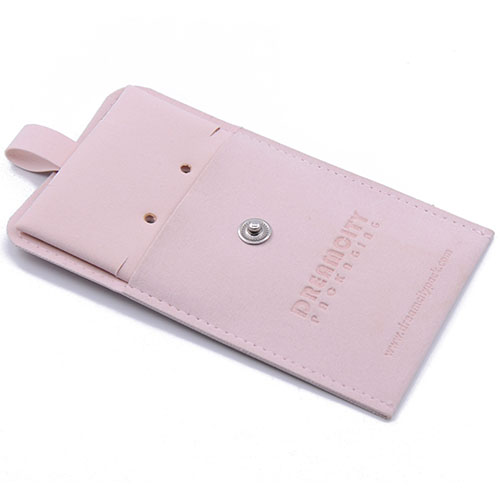 Personalized Jewelry Pouch Microfiber Leather Snap Bag with Engraved Logo, with Insert Pad.