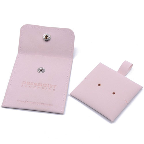 Personalized Jewelry Pouch Microfiber Leather Snap Bag with Engraved Logo