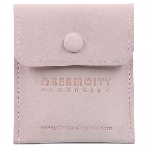 Bolsas para joyas personalizadas monedero de piel microfibra con botón a presión y logo grabado
