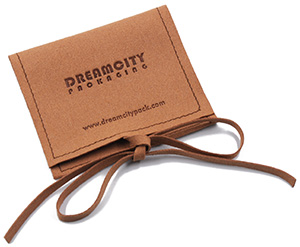 Personalized Jewelry Pouch Suede Leather Envelope Bag with Ribbon and Debossed Logo