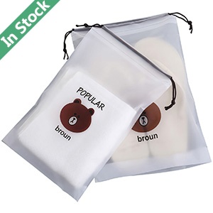 Pochette étanche à cordon en plastique sac anti poussière pour articles de toilette de voyage