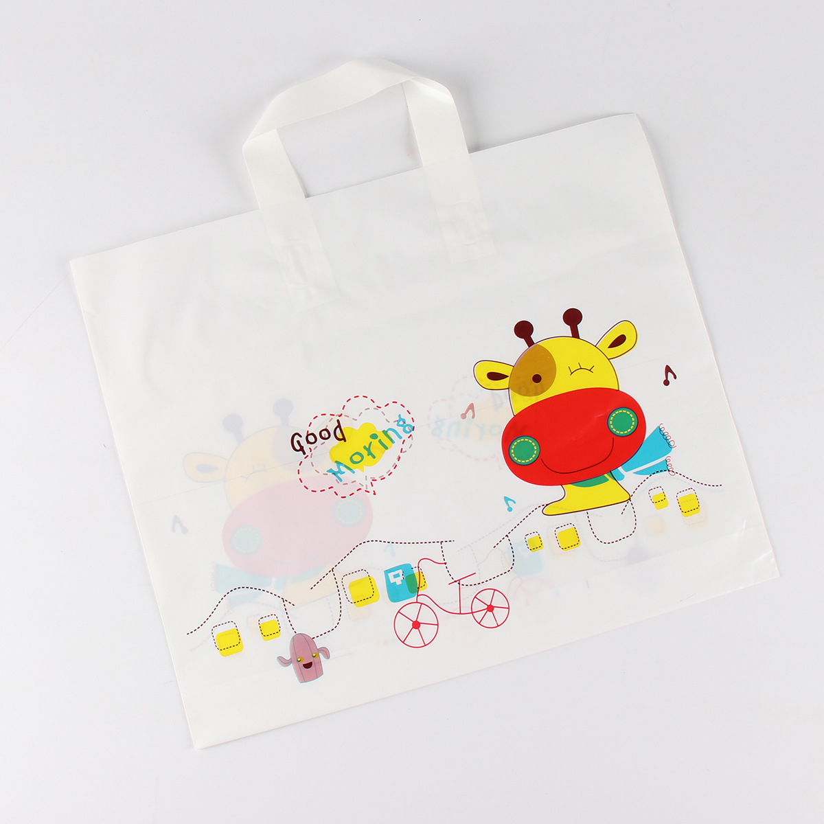 Translucent Plastic Shopping Bags with Logo Print Custom Loop Handle Bags