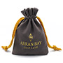 Printed Velvet Jewellery Pouch with Gold Logo and Drawstring, Grey