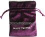 Bolsa de terciopelo estampado para joyería con forro satinado y logotipo personalizado, púrpura