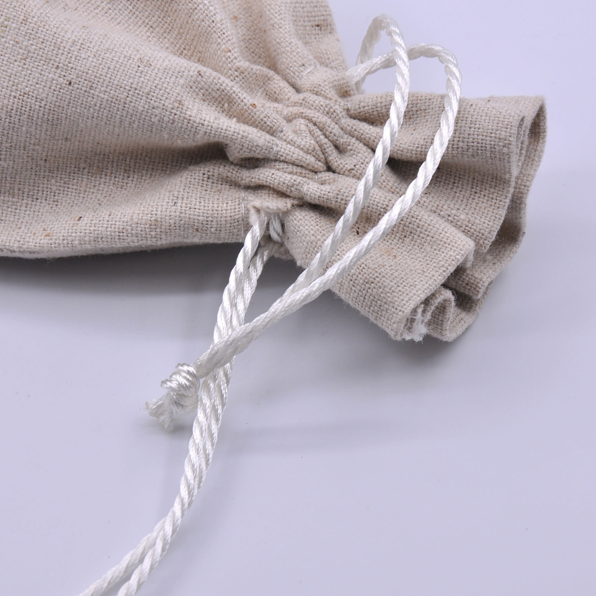 Eco Friendly Jewellery Pouch Raw Cotton Drawstring Bag with Printed Logo