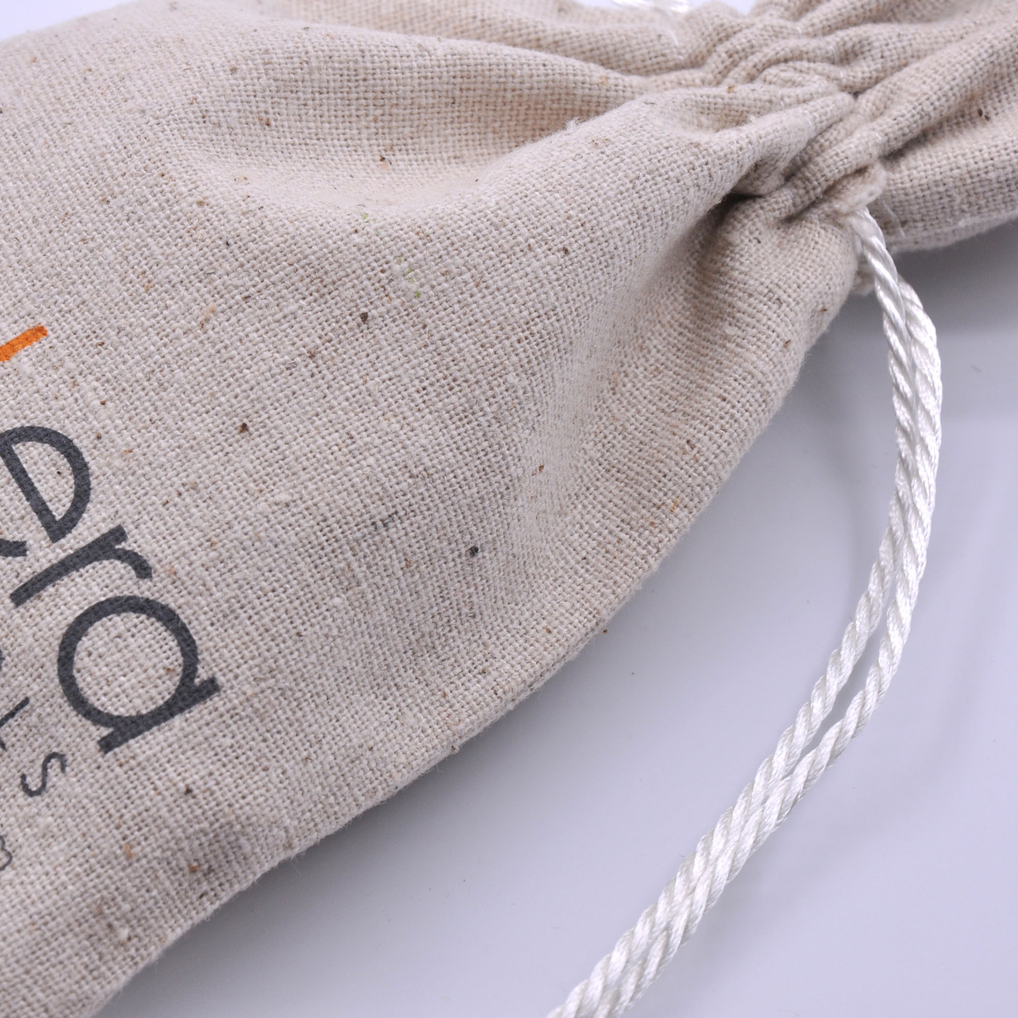 Eco Friendly Jewellery Pouch Raw Cotton Drawstring Bag with Printed Logo