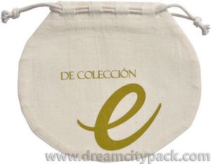 Bolsa redonda de algodón muselina con cordón con logotipo personalizado