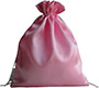 Bolsa de satén para paquetes de pelo y pelucas con etiqueta impresa, rosa