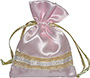 Satin Favor Drawstring Bags with Stripe, Pink
