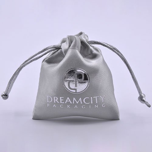 Dustproof Satin Shoe Bag Wig Packaging Bag with Silver Foil Logo