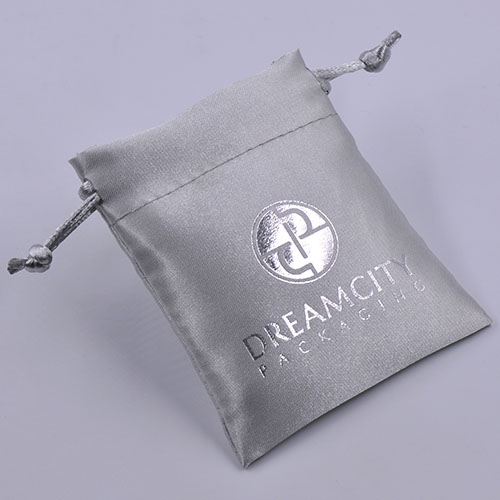 Dustproof Satin Shoe Bag Wig Packaging Bag with Silver Foil Logo