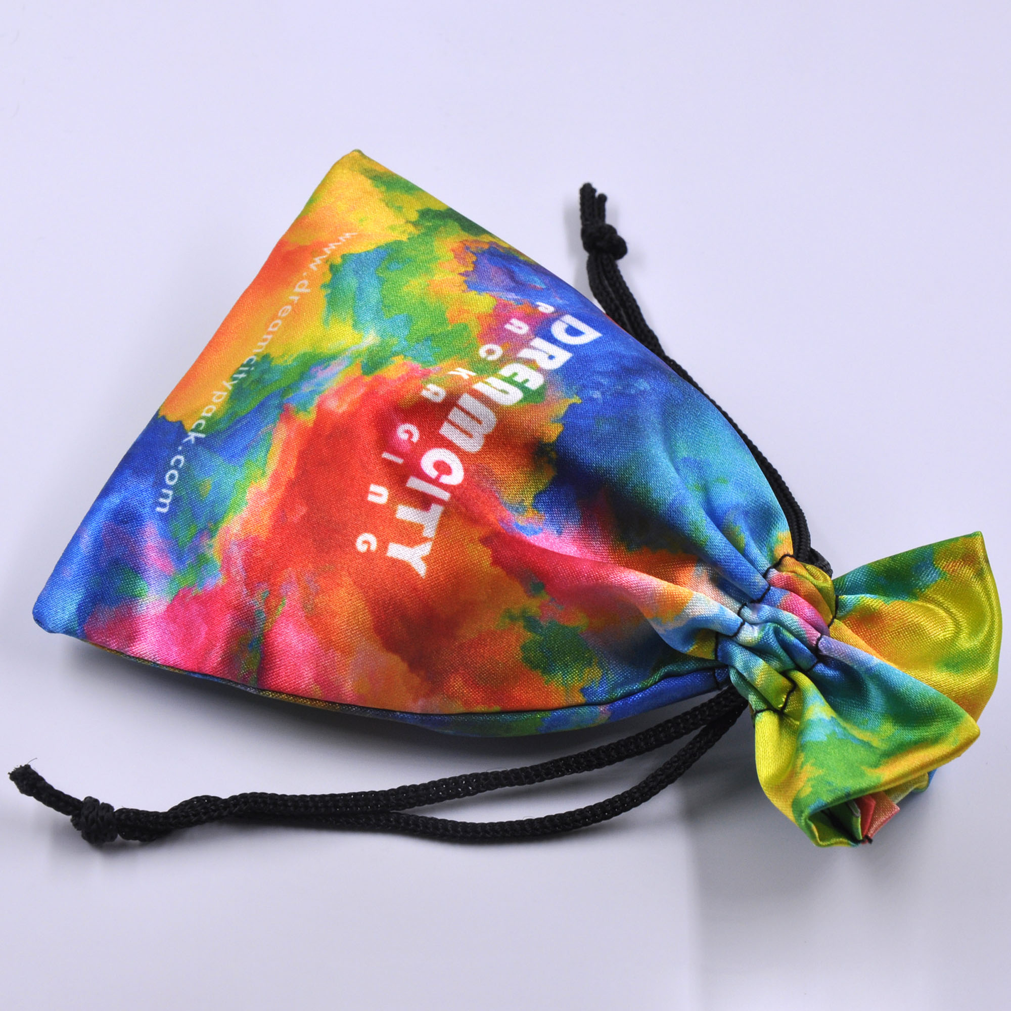 Bolsas de almacenamiento de seda satinada personalizadas para juguetes para adultos con estampado integral multicolor