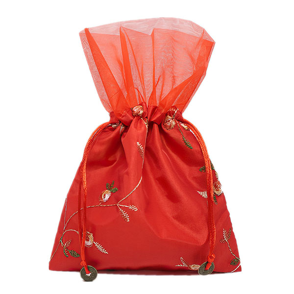 Silk Brocade Pouch with Organza Top Wholesale