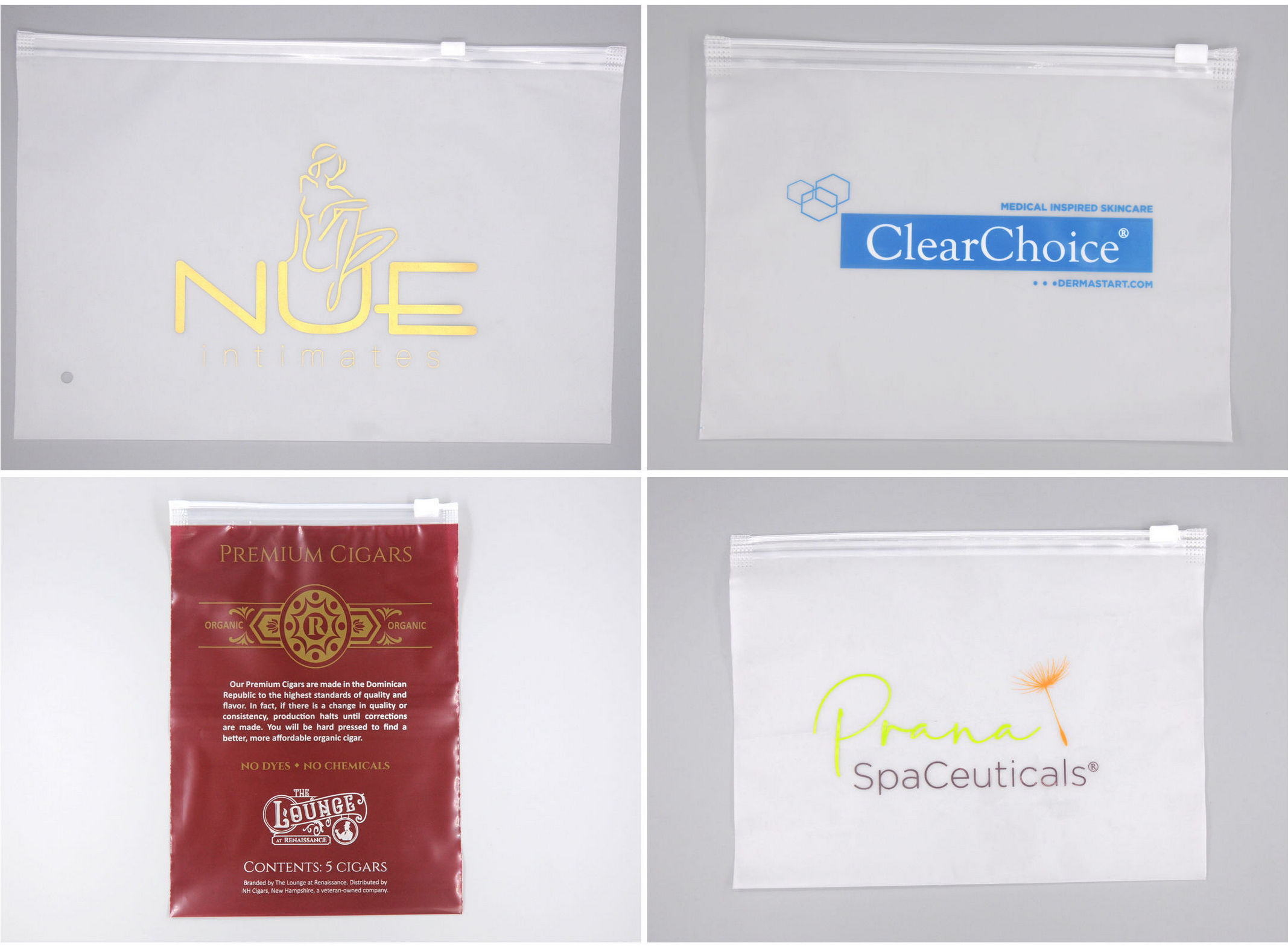 Printing examples for slider zipper bags