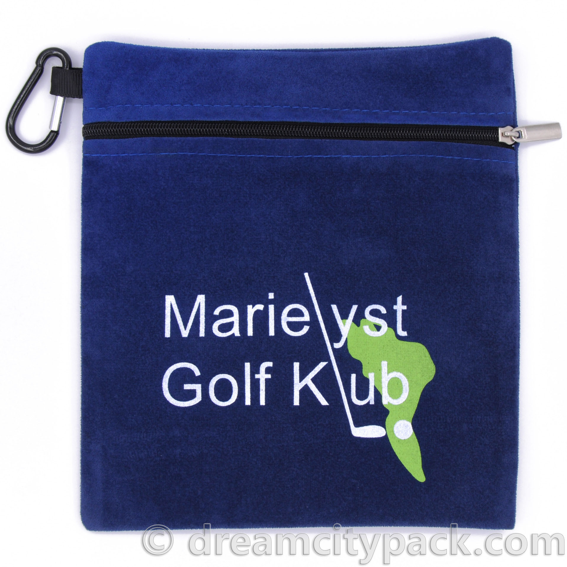 Small Golf Ball Bag in Velvet with Zipper and Carabiner Hook