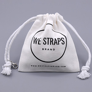 Pequena bolsa de algodão orgânico com gancho de lagosta e logotipo personalizado