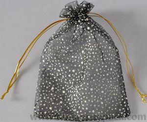 Bolsas decorativas de organza para bodas favores nevados negro