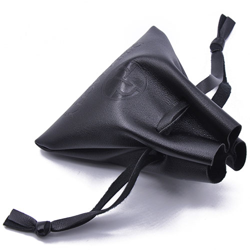 Super Soft Leather Drawstring Pouch with Debossed Logo