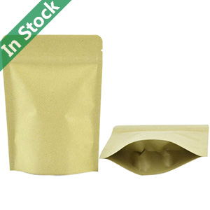 Saco stand up de papel kraft com fecho ZIP atacado, sem janela