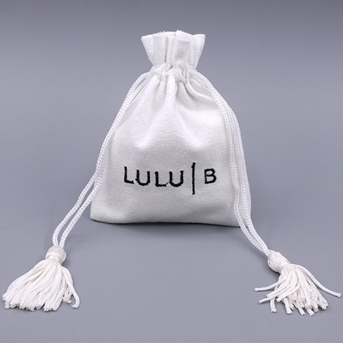 Suede Drawstring Bags with Embroidery and Tassels