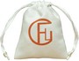 White suede bag with customized logo