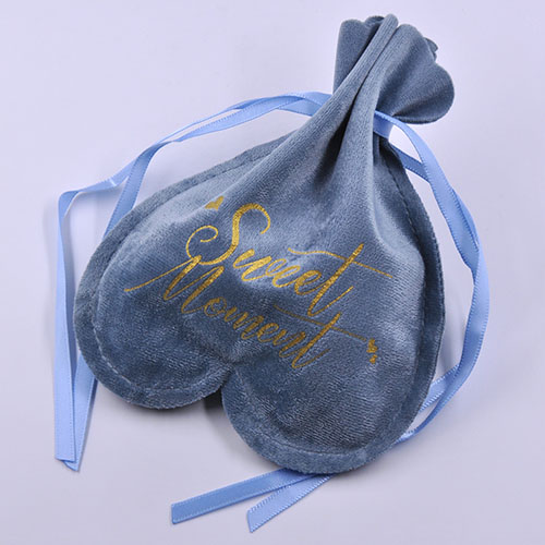 Super Soft Wedding Favor Bag Heart Shaped Silk Velvet Pouch