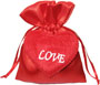 Personalized Satin Wedding Favor Bags with Love Heart and Logo, Red