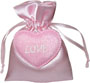 Sacs de faveur de mariage en satin avec coeur d'amour et logo personnalisé, rose