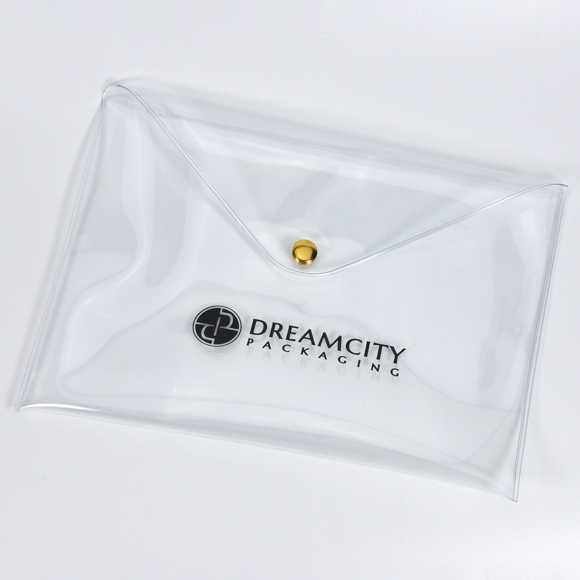 Transparent PVC Envelope Bag for Stationery and Cosmetics with Snap Closure