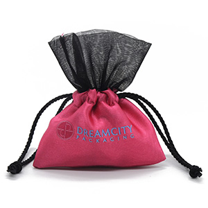 Sacs cadeaux en satin bicolore avec dessus en organza