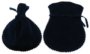 Velvet Jewellery Pouch with Sawtooth Edge and Round Bottom, Without Logo