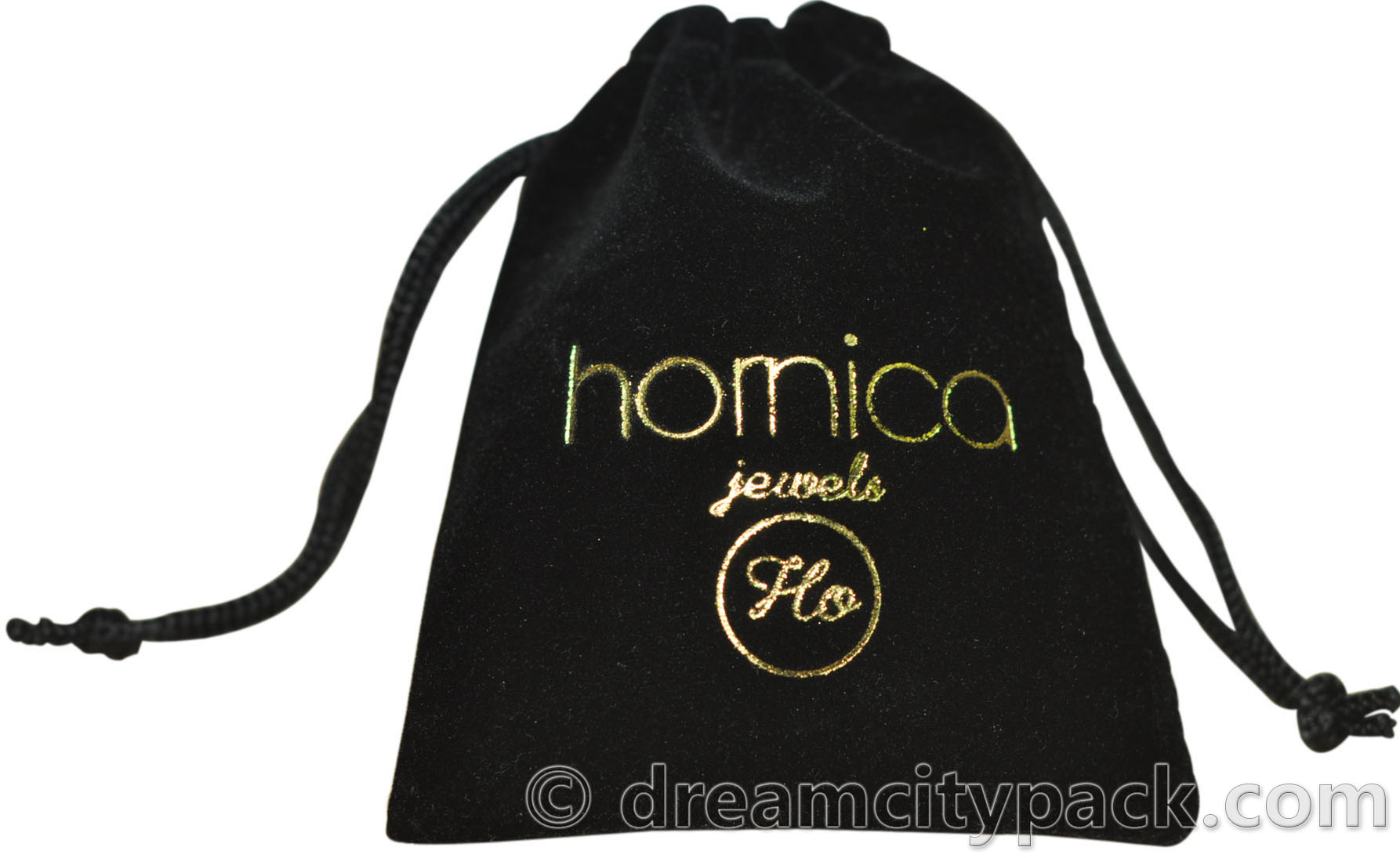 Black Suede Dust Bag With Gold Foil Logo Stamp